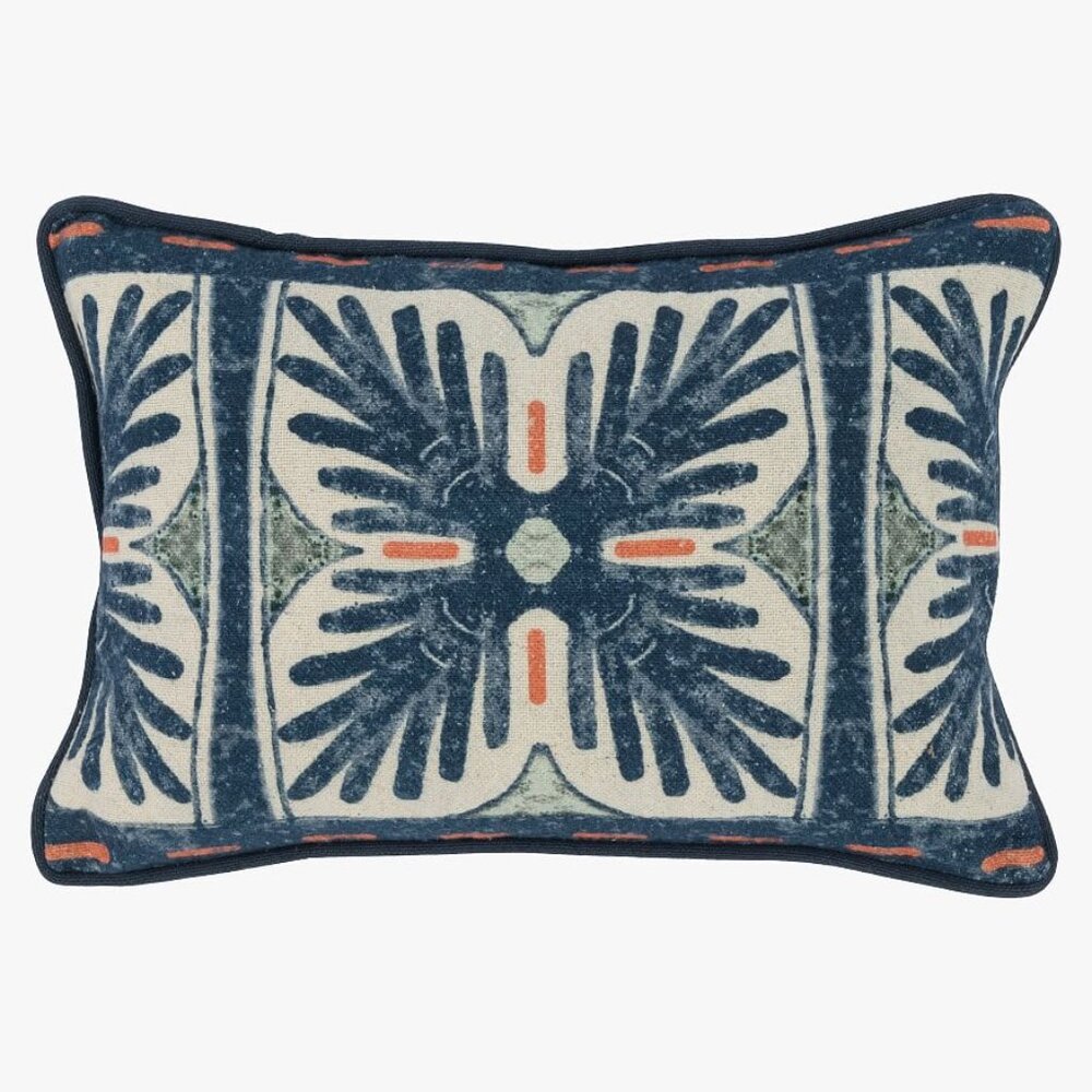 NWT Pair Pottery Barn Clover Lumbar Pillow Cover 14x20 Cotton Blue Set of 2